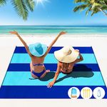 Famstar Beach Blanket Oversized Extra Large 79" X 83"',Waterproof Sandproof Beach Blanket 1-7 Adults Lightweight Durable for Travel Camping Hiking Picnic