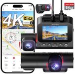 3 Channel 4K Dash Cam, Dash Camera for Cars with Starvis 2 HDR Night Vision, 4K+1080P+1080P Front Inside and Rear Triple Car Camera, GPS, 24-Hour Parking Mode, Free 64GB Card