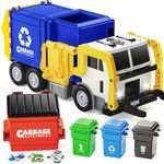 JOYIN Large Garbage Truck Toy with Dumpster, Trash Bins, and Learning Cards for Kids, Educational Friction Powered Vehicle Playset, Boy Toys Toddler Birthday Gift for Boys Girls for 4-8 Year old