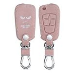 kwmobile Key Cover Compatible with Vauxhall (Opel) 2 Button Car Flip Key - Faux Leather Car Key Fob Protector - White/Rose Gold