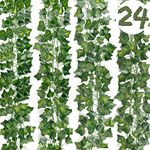 DazSpirit 24Pcs Ivy Garland Artificial, 168 Ft Artificial Ivy Vines, Fake Vines Leaves Hanging Plants, Fake Ivy for Bedroom, Wedding, Home, Kitchen, Garden, Office, Party, Wall Decoration