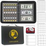 321 Pockets Coin Collection Holder Album Book for Collectors, 312 Pockets Coins Collecting Album and 9 Sleeves Paper Money Coins Collecting Album for Coin Currency Collection Supplies, Stamp, Bill