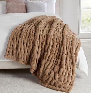 Springtree Home Luxury Micro Plush Throw Blanket | Thick Faux Fur | Dune
