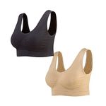 Lemef 3-Pack Seamless Sports Bra Wirefree Yoga Bra with Removable Pads for WomenXXLBlack&nude