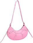 GORGLITTER Women's Y2K Clutch Studded PU Leather Shoulder Tote Handbag Adjustable Strap Boho Bags Pink One-Size