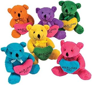 Fun Express Plush Religious Bears W/Heart - Toys - 12 Pieces