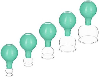 Navaris Cupping Massage Set - Set of 5X Glass Vacuum Suction Cups for Massaging Face, Legs, Arms, Back, Stomach, Body - Suction Cup Massage - Teal