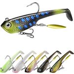 GOTOUR Pre-Rigged Jig Head Fishing Lures, Soft Jointed Swimbaits for Bass Fishing, Great Weedless Bass Lures, Tadpole Lure with Spinner, Walleye Shad Baits, Fishing Jigs for Freshwater and Saltwater