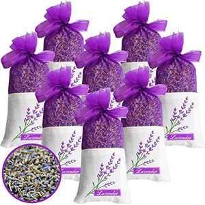 LASENTEUR Lavender Scented Sachet Bag, Lavender Flower Sachets for Closets, Lavender Sachet Bag for Drawers, Gym Bags, Cars, Linen Closets, Wardrobes- 8 Packs