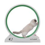 LeFeirr Cat Exercise Wheel - Plastic Cat Wheel for Indoor Cats, Cat Running Wheel with Carpeted Runway, Ultra Easy Installation, Grey Cat Treadmill for Kitty's Health, Support Up to 17lbs