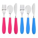 Elk and Friends Kids Silverware with Silicone Handle | Childrens Safe Flatware | Kids Utensils | Spoon + Fork + Knife Set | 4 Years+ | 6 Pieces