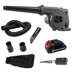 EXOMOON Leaf Blower Cordless with Battery and Charger, Handheld Battery Powered Electric Leaf Blower, 2-in-1 Portable Mini Leaf Blower &Vacuum for Lawn Care, Dust/Snow Blowing