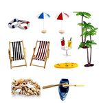 Generic 1 Set/ 18 Style Dollhouse Beach Decoration Mini Beach Chair Umbrella Set Beach Zen Garden Decor Cake Topper Decoration DIY Plant Decors,N29N09555PV3ILRP,14x5x6cm