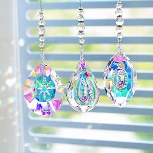 Crystal Suncatchers Hanging Crystals Rainbow 76mm Prisms Pendant with Chakra Beads for Window Decor (Pack of 3)