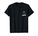 Cute Ghost Skateboard Pocket to funny Skateboarder halloween T-Shirt