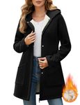 Vancavoo Hoodies Women Zip Up Long Fleece Jacket Ladies Lined Hooded Winter Warm Sweatshirts Casual Loose Coat Plus Size Tops Pullover with Pockets (Black,XL)