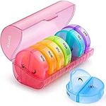 Sukuos Pill Organizer Weekly Pill Case 7 day 2 Times a Day AM PM Daily Pill Box Easy Fill Medicine Box (red)