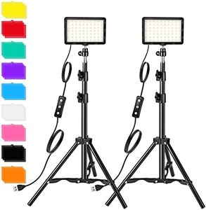 Photography Video Lighting Kit, LED Studio Streaming Lights W/70 Beads & Color Filter for Camera Photo Desktop Video Recording Filming Computer Conference Game Stream YouTube TikTok Portrait Shooting