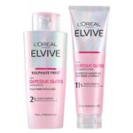 L'Oréal Paris Elvive Glycolic Gloss Shampoo and Conditioner Set for Dull Porous Hair, Get The Shiniest Hair of Your Life, Glossing Routine for Mirror-Like Shine