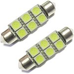Xenon LED Light Bulbs 39MM - 239 - 272 Number Plate Interior Light 6 SMD White x 2 Pack