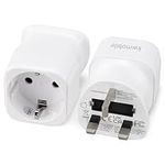 kwmobile 2x EU to UK Plug Adapters - Travel Adaptors for UK, European Plug, and More - Adaptor to Charge Phones, Tablets, Laptops - Schuko Type C/F to Type G Adapter - White