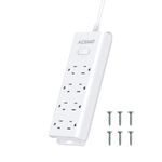 Surge Protector Power Bar, ACEMO 5ft Flat Extension Cord with 8 Outlets Extender, Power Strip Surge Protector, Wall Mount Power Bar, 6 Screws Included