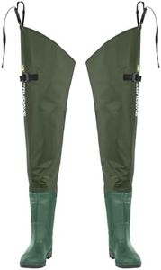 Trudave Hip Waders for Men Waterproof, Hip Boots for Women, 2-Ply PVC/Nylon Bootfoot Hip Waders for Fishing & Hunting