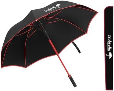 ISABRELLA Umbrella for Men - 54 Inch Umbrella Big Size - One-Click Automatic Open - Suitable for Rainy Days and Sun Protection (Red)