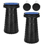 FXKS 2 Pack Portable Telescoping Stool Collapsible Stool with Cushion,Retractable Folding Stool Max Load Capacity 400lbs, Portable Collapsible Stools for Camping Hiking Outdoor BBQ -Black