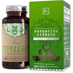 FS Potassium Citrate | 180 High Strength Potassium Supplements - 1400mg Potassium Citrate per Serving | Potassium Citrate Capsules | Non-GMO, Gluten & Allergen Free | Manufactured in The UK