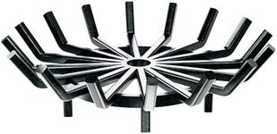 Idzo 27in Fire Grate Log Grate 16 Bars Wrought Iron Fire Pit Round Spider Wagon Wheel Firewood Heavy Duty Bar Fireplace Stove Burning Rack Holder 4Legs Black