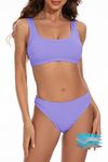 Period Swimwear for Teens Menstrual Leakproof Period Bikini Swimsuits Two Piece Period Bathing Suits for Girls Purple