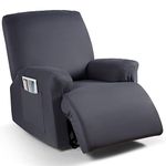 TAOCOCO Recliner Chair Covers Stretch Recliner Covers for Recliner Chair with Arms, Soft Polyester Fabric Reclining Chair Cover 3-Pieces Furniture Protector - Fits Most Recliner Sizes (Dark Gray)