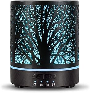 Diffuseur D'huiles Essentielles Diffuseur Electrique Ultrasonique Aromathérapie en Métal avec 7-Couleurs Changeantes, Minuterie et Arrêt Automatique pour Chambre Salon Spa Yoga Massage - 300ML Arbre