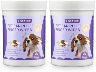 HICC PET Dog Ear Wipes Finger 100 Count Dog Ear Cleaner Wipes for Dogs & Cats, Dog Ear Infection Treatment to Relieve Ear Itching & Inflammation, Remove Ear Wax, Dirt, Smelly - Unscented