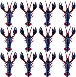 5cm Natural Lifelike Yabby, Soft Crayfish Fishing Lures with Realistic Swimming Action, Crawfish for Freshwater or Saltwater Artificial Bait – Pack of 12 (Deep Red)