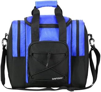 DAFISKY Bowling Ball Bag for Single Ball - Bowling Ball Tote Bag with Padded Ball Holder, 2 Pockets fit Bowling Shoes Up to Mens Size 14 and Accessories(Blue)