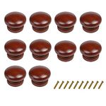 10Pack Round Wood Drawer Knobs Red Brown Finished Mushroom Shaped Kitchen Cabinet Pulls Handles Hardware for Kitchen Cabinets Furniture Dresser Wardrobe Cupboard Drawer Pulls Knobs