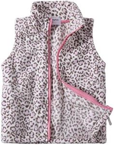 Mud Kingdom Big Kids Vest Polar Fleece Jacket Coat 9-10 Years Stand Collar Full Zipper Warm Pink Leopard Patterns