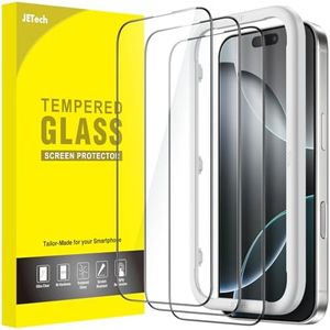 JETech Full Coverage Screen Protector for iPhone 16 Pro 6.3-Inch, Black Edge Tempered Glass Film with Easy Installation Tool, Case-Friendly, HD Clear, 3-Pack