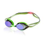 Speedo Vanquisher 2.0 Mirrored Swim Goggles, Panoramic, Anti-Glare, Anti-Fog with UV Protection, Key Lime, 1SZ