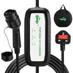 FNRIDS EV Charger Type 2 to 3 Pin Plug 10M, 3 Pin EV Charger 13A, 3.3KW Electric Car Charger with LED Indicators, IP65/IP54 Waterproof EV Charging Cable with Cable Bag for IEC 62196-2 EVs and PHEVs