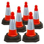 Pack of 6 Premium - Quality Road Traffic Cones 460mm - Strong and Durable Self Weighted Safety Cone with very low center of gravity - Made in the U.K (ORANGE)