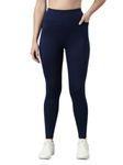 GO COLORS Women's Solid Navy High Rise Yoga Leggings