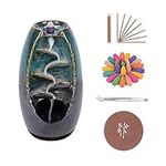 Ruspela Ceramic Waterfall Backflow Incense Burner, Dual Sided Backflow Incense Burner Ceramic Incense Holder Aromatherapy Ornament for Home Office