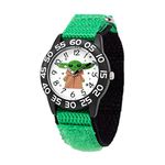 Star Wars The Mandalorian Kids' Plastic Time Teacher Analog Quartz Nylon Strap Watch, Blk/Green