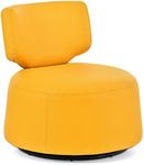 Vaztrlus Modern Yellow Faux Leather Swivel Accent Chair, 29" Width, Armless, 360 Degree Swivel, Comfortable & Stylish, Perfect for Living Room & Office