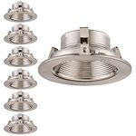 TORCHSTAR 4 Inch Stylish Decor Recessed Light Trim, Metal Step Baffle Trim, Fit Halo/Juno Remodel Recessed Housing, 4 Inch Can Light Trim for PAR16, PAR20, R20, Satin Nickel, Pack of 6