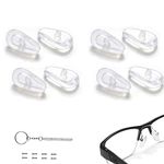 4 Pairs Soft Silicone Antislip Eyeglass Nose Pads, Eyeglass Repair Kit, Screw-in Glasses Nose Pad Set with Micro Screwdriver and Screws (Clear)