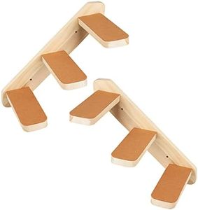 Purife Pack of 2 Reversible Cat Climbing Shelf Cat Wall Stairs - Large Handcrafted Cat Wall Steps Cat Stairway Scratching Ladder, Wall Mount Cat Perch Cat Hammock Bed, Indoor Cat Wall Furniture